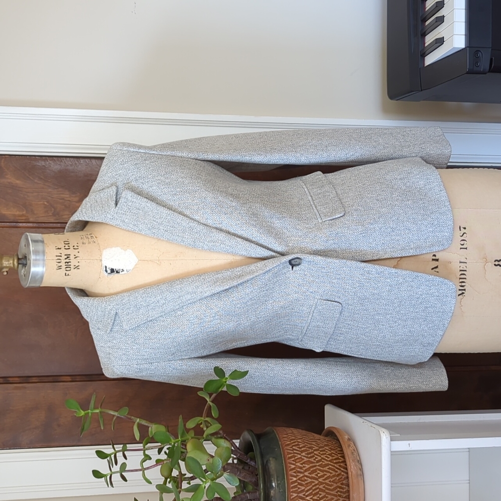 EUC | Loft | Gray Herringbone Blazer With Elbow Pads - Size 4